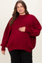 Burgundy Mock Neck Exposed Seam Maternity Sweater