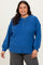 Light Navy Oversized Ribbed Knit Henley Plus Sweater
