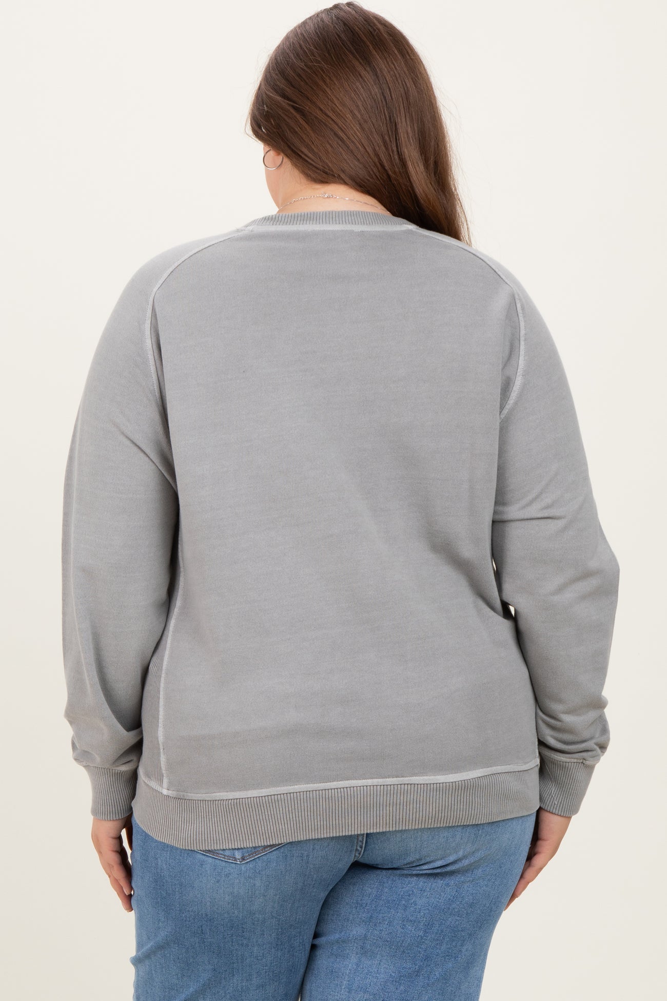 Heather Grey French Terry Vintage Wash Maternity Plus Pullover
