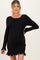 Black Long Sleeve Lettuce Trim Maternity Mini Dress