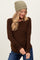 Brown Solid Ribbed Ruched Long Sleeve Maternity Top
