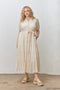 Cream Split Neckline Tiered Plus Midi Dress