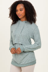 Mint Double Layer Long Sleeve Nursing Hoodie