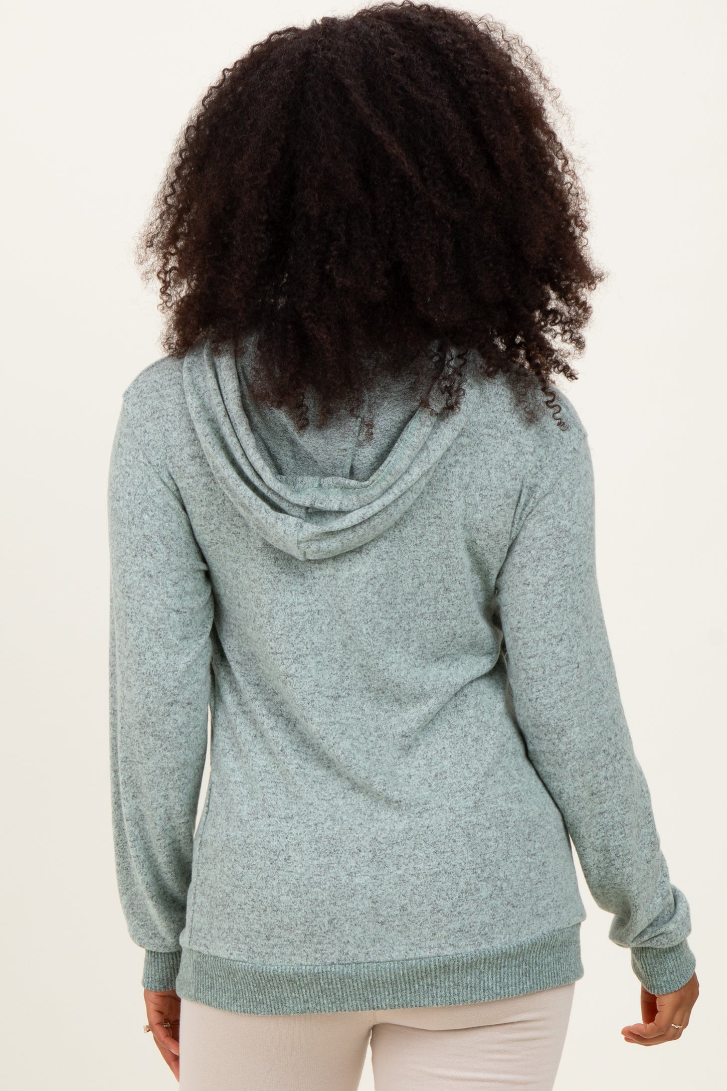 Mint Double Layer Long Sleeve Nursing Hoodie