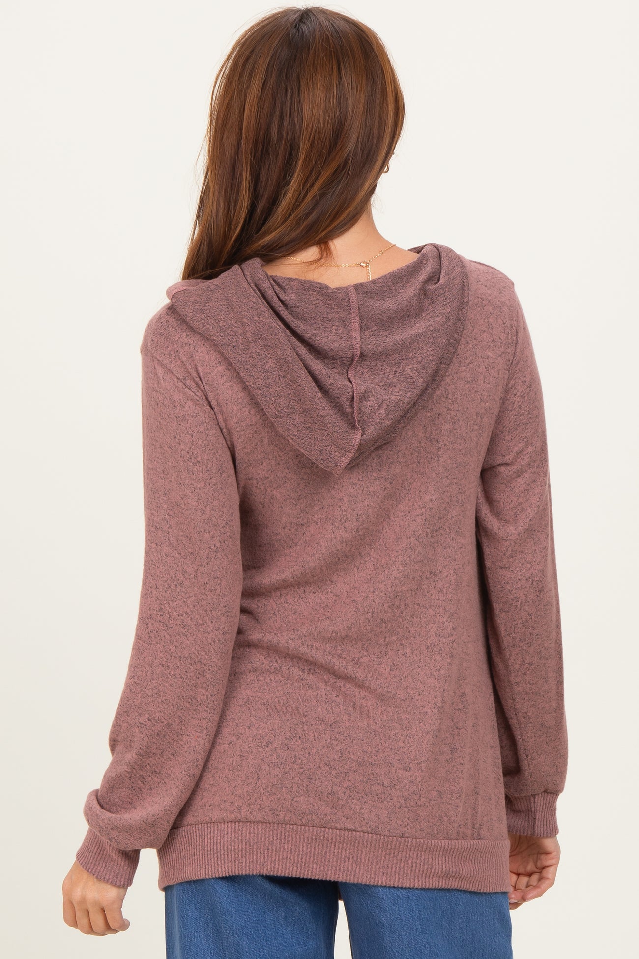 Mauve Double Layer Long Sleeve Nursing Hoodie
