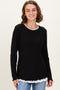 Black/White Ribbed Long Sleeve Twofer Top