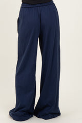 Navy Drawstring Wide Leg Lounge Pant