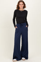 Navy Drawstring Wide Leg Maternity Lounge Pant