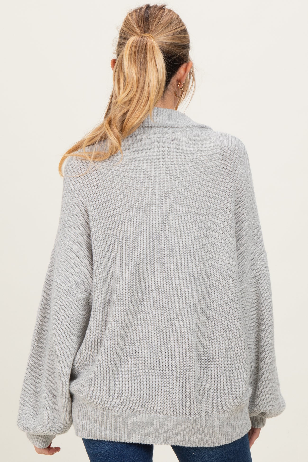 Heather Grey Oversized Zip Up Maternity Cardigan