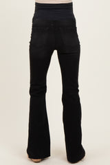 black maternity flared jeans featuring a stretchy waistband for comfort and support