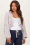Beige Solid Ribbed Long Sleeve Cropped Maternity Cardigan