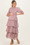 Mauve Smocked Swiss Dot Tiered Maternity Maxi Dress