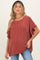 Rust Solid Ribbed Short Sleeve Oversized Maternity Tunic Top