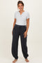 Black Raw Seam Waffle Knit Maternity Joggers