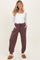 Burgundy Raw Seam Waffle Knit Maternity Joggers