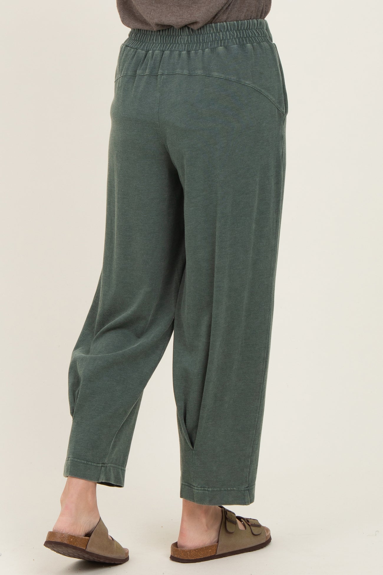 Green Mineral Wash Pleated Lounge Pants