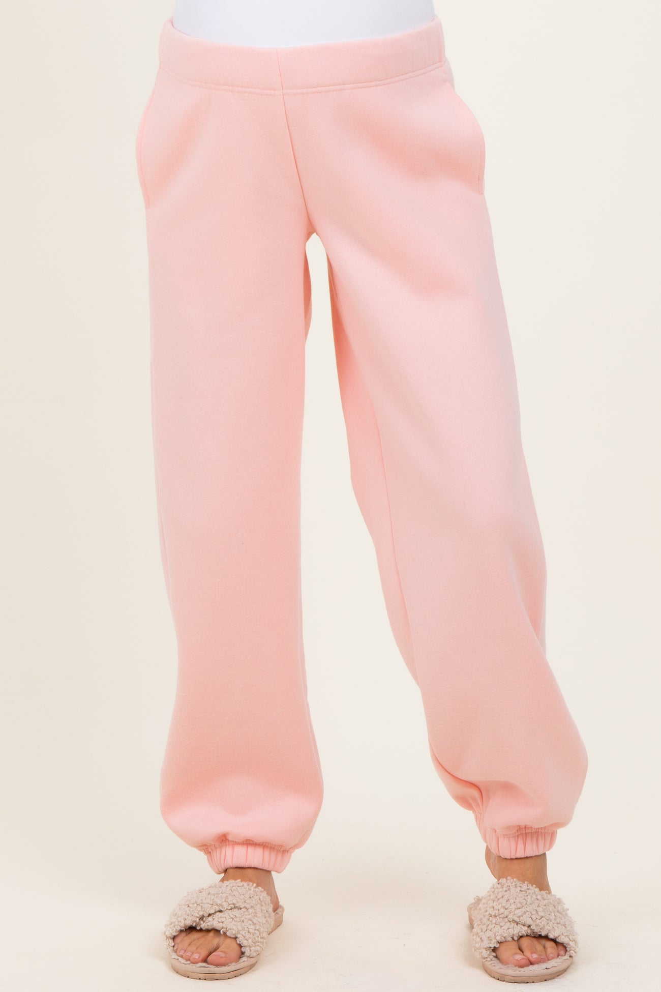 Light Pink Fleece Maternity Sweatpants