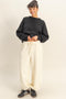 Cream Star Patch Drawstring Sweatpants