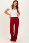 Red Brushed Knit Flare Leg Pants