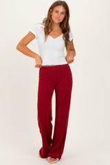 Red Brushed Knit Flare Leg Maternity Pants