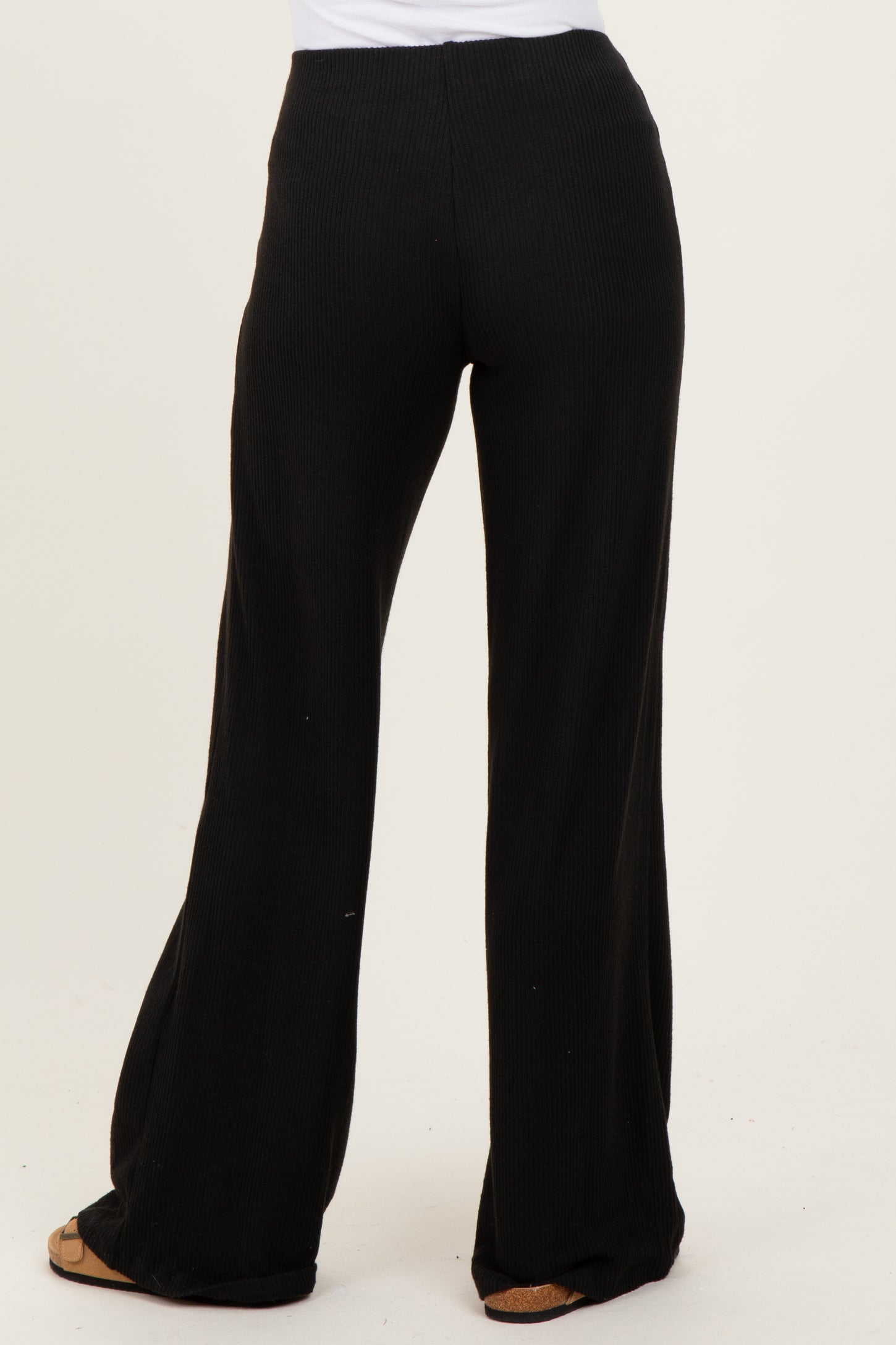 Black Brushed Knit Flare Leg Pants