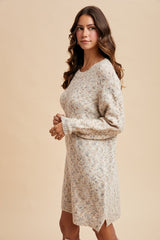 Cream Speckle Knit Sweater Dress