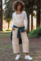 Cream Corduroy Rolled Cuff Barrel Leg Maternity Overalls