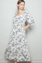Cream Antique Floral Neck Maxi Dress