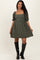 Olive Floral Corduroy Puff Sleeve Babydoll Mini Maternity Dress