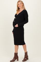 Black Knit Maternity Cardi And Skirt Set