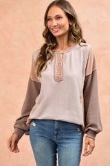 Taupe Colorblock Maternity Top