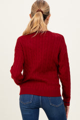 Red Chunky Cable Knit Maternity Sweater
