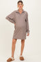Taupe Brushed Quarter Zip Jersey Lounge Maternity Sweatshirt Dress