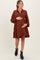 Brown Tiered Back Detail Button Down Maternity Dress