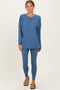 Dusty Blue Brushed Knit Oversized Top and Legging Set