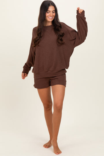 Brown Pullover & Shorts Set