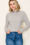 Olive Striped Ribbed Mock Neck Ruffle Hem Top
