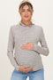 Olive Striped Ribbed Mock Neck Ruffle Hem Maternity Top