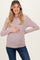 Burgundy Striped Ribbed Mock Neck Ruffle Hem Maternity Top