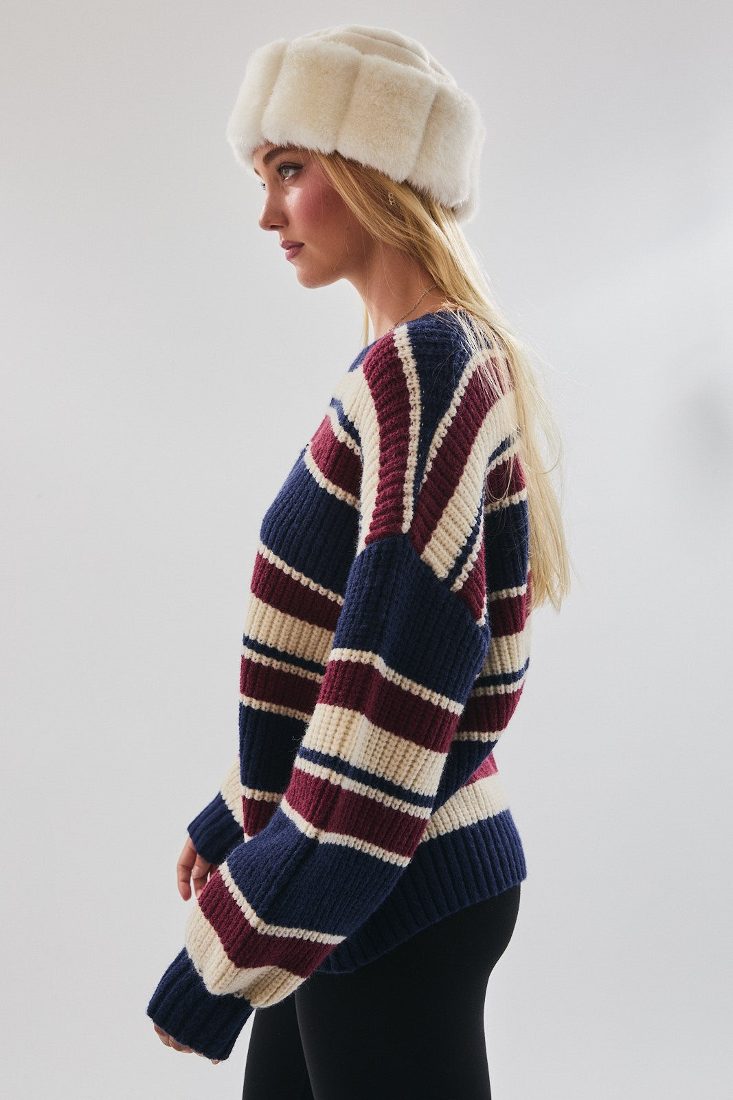 Multicolor Striped Chunky Knit Sweater