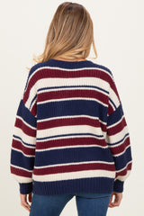 Multicolor Striped Chunky Knit Maternity Sweater