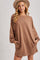 Mocha Bubble Sleeve Sweatshirt Mini Dress