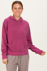 Wine Soft Fleece Maternity Pocket Hoodie