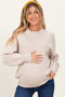 Beige Wide Neck Drop Shoulder Maternity Sweater