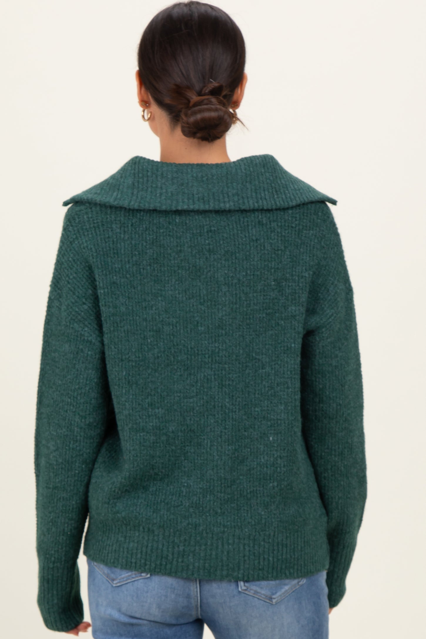 Green Half Zip Pullover Sweater