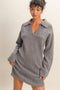 Heather Grey Long Sleeve Polo Sweater Dress
