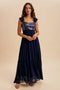 Navy Chiffon Sequin Bodice Maxi Dress