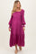 Magenta Pleated Bodice Long Sleeve Maternity Maxi Dress