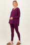 Plum Brushed Knit Maternity Oversized Top and Legging Set