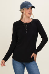 Black Contrast Long Sleeve Maternity Thermal Top